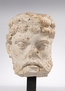 EARLY  GOTHIC HEAD OF A MAN FROM CHARTRES END OF THE 12TH EARLY 13TH CENTURY - SOLD 