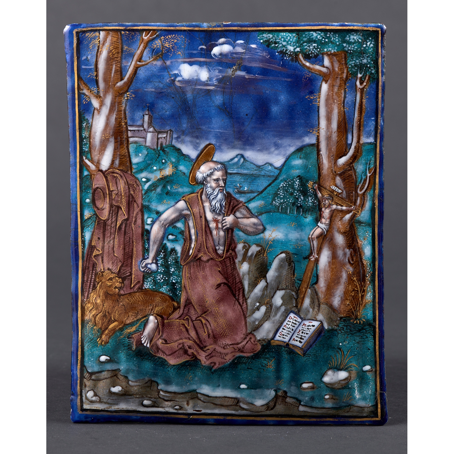 ENAMEL PLAQUE WITH THE PENITENT SAINT JEROME LIMOGES CIRCA 1530-15550