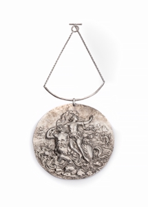 UNIQUE LARGE NECKLACE WITH A BAROQUE PLAQUE FROM A DUTCH CABINET DEPICTING A SCENE FROM THE METAMORPHOSES OF OVID ( CIRCLE OF MONOGRAMMIST F.G )