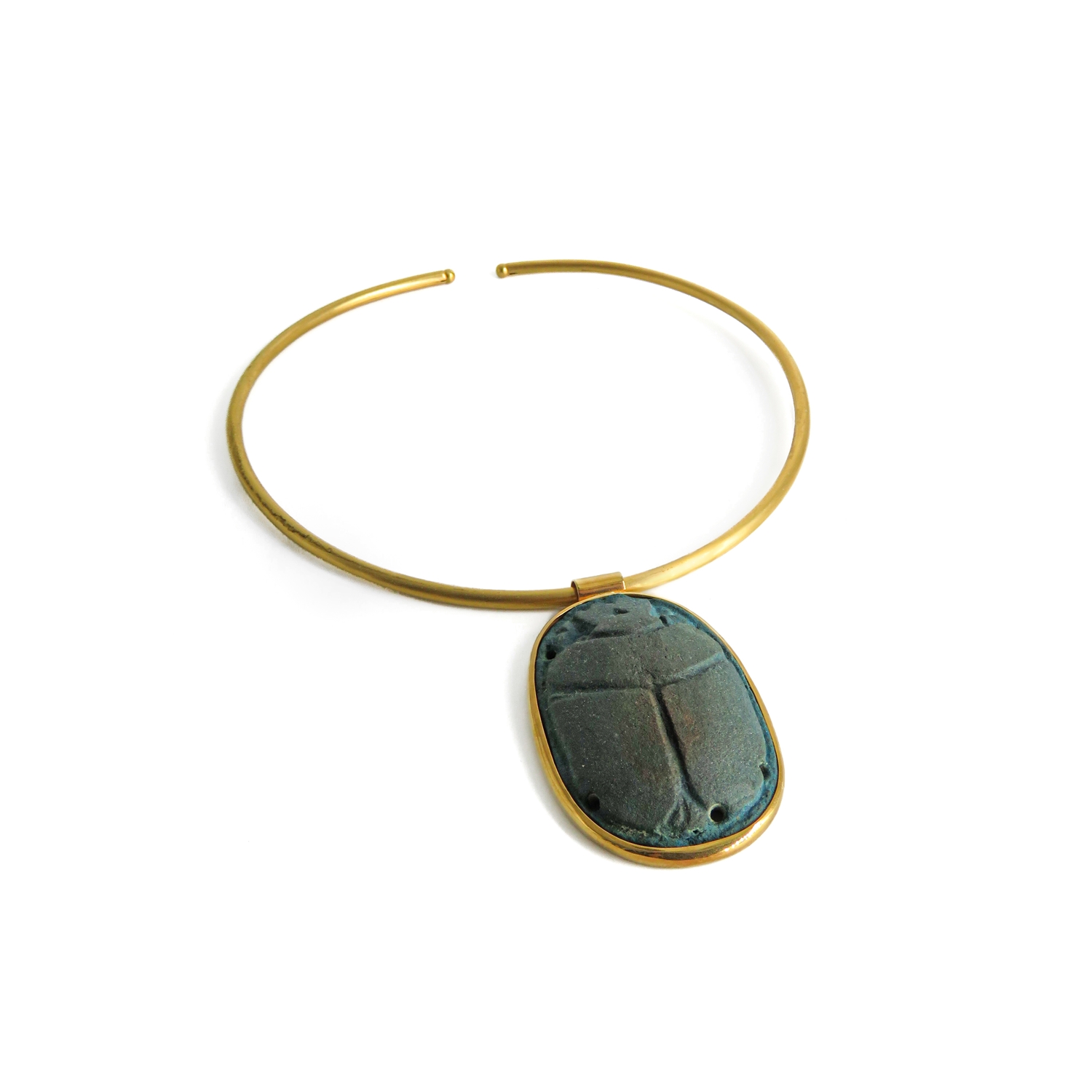 UNIQUE PENDANT WITH AN EGYPTIAN LATE PERIOD BLUE SCARAB - SOLD 