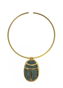 UNIQUE PENDANT WITH AN EGYPTIAN LATE PERIOD BLUE SCARAB - SOLD 
