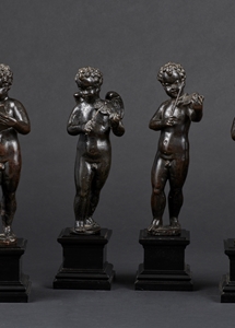 FOUR PUTTI PLAYING MUSICAL INSTRUMENTS AFTER MODELS BY NICCOLO ROCCATAGLIATA (1560-1629)   
