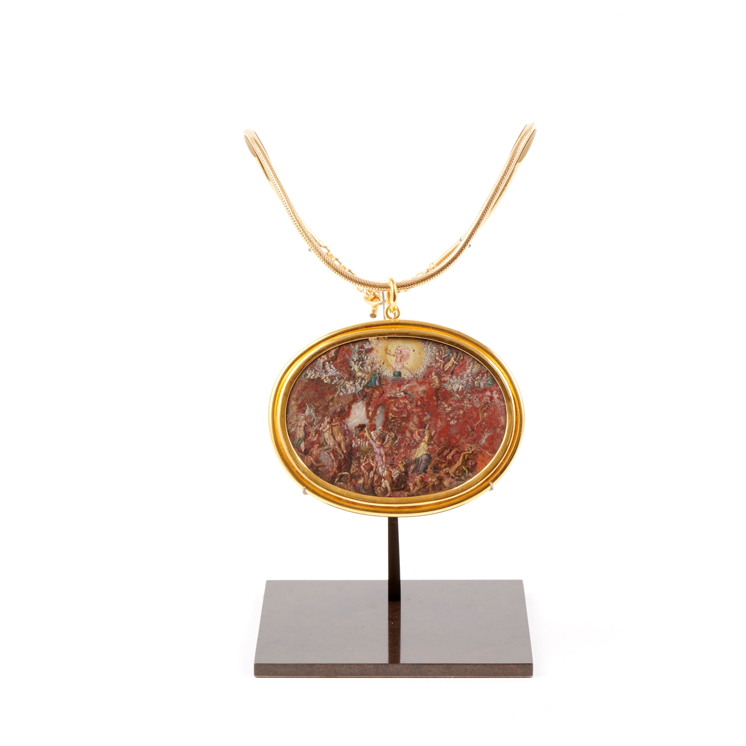 UNIQUE NECKLACE WITH AN IMPORTANT PAINT ON AGATE OF THE LAST JUDGEMENT