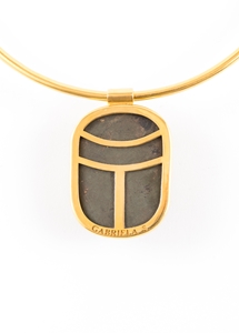UNIQUE NECLACE WITH A DYNASTIC EGYPTIAN HEART SCARAB