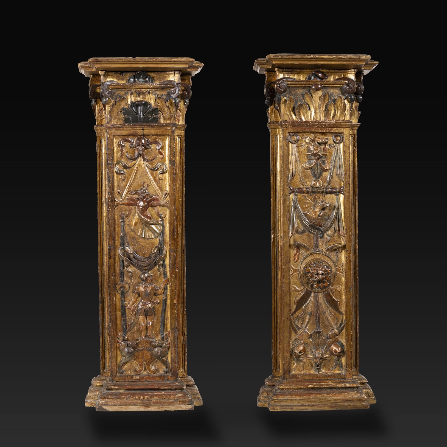 RENAISSANCE PILASTERS WITH GROTESQUES SPAIN 16TH CENTURY 